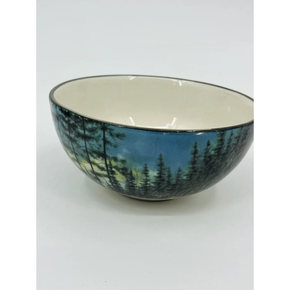 Pair of 2 Cabelas Bowls Stoneware by James Hautman Bothers Autumn Whitetails